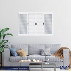 MGM Janela Veneziana 6 Folhas Vidro Liso Aço Branco 100x150x12cm