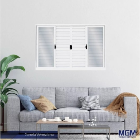 MGM Janela Veneziana 6 Folhas Vidro Liso Aço Branco 100x150x12cm - Imagem principal - 39636fac-5c63-4311-9d17-f5f821dc1b8a