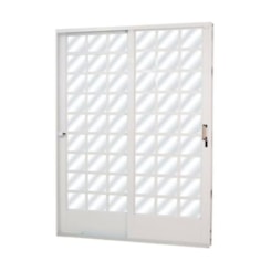 MGM PORTA DE CORRER MINAS SUL ABERTURA ESQUERDA 2F DIV QUADRICULADO VIDRO LISO 215X160X12CM AÇO BRANCO