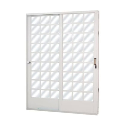 MGM PORTA DE CORRER MINAS SUL ABERTURA ESQUERDA 2F DIV QUADRICULADO VIDRO LISO 215X160X12CM AÇO BRANCO