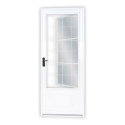 MGM PORTA DE GIRO ALMOFADA POSTIGO ESQUERDA GRADE QUADRICULADA VIDRO MINI BOREAL  215X85X12CM AÇO BRANCO