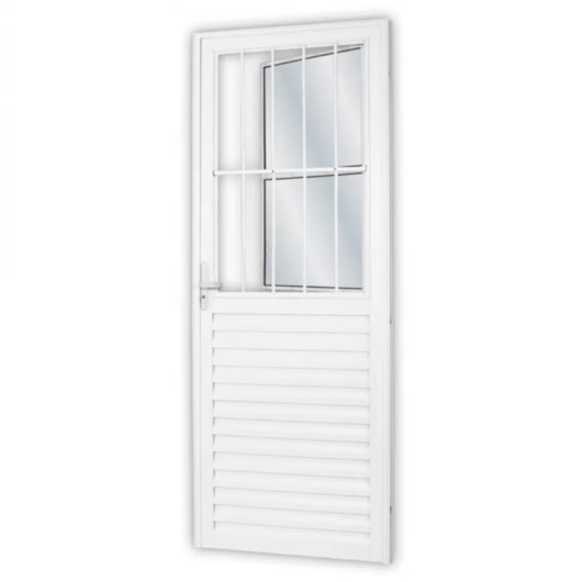 MGM PORTA DE GIRO MISTA POSTIGO ABERTURA DIREITA VIDRO LISO ALUMÍNIO BRANCO 210X80CM LINHA SÓLIDA - Imagem principal - f7821832-b99d-477e-b1c9-7511a4e0cad0