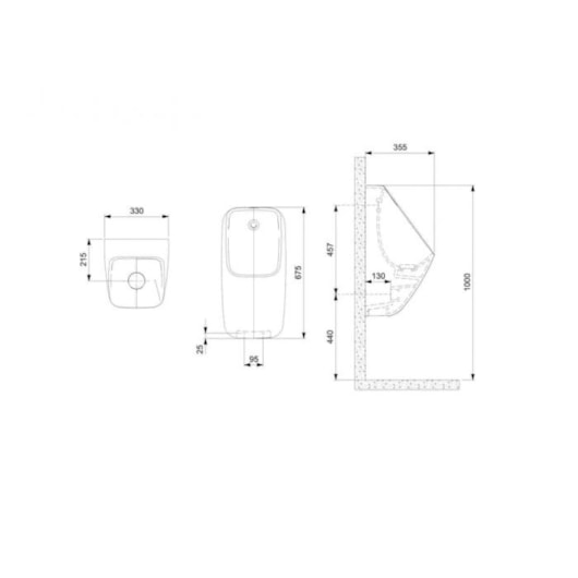 Mictório Com Entrada Superior Rimless Proton Square Beige Roca - Imagem principal - 70dbf321-a8ef-4488-86a1-f1cd015f03d1