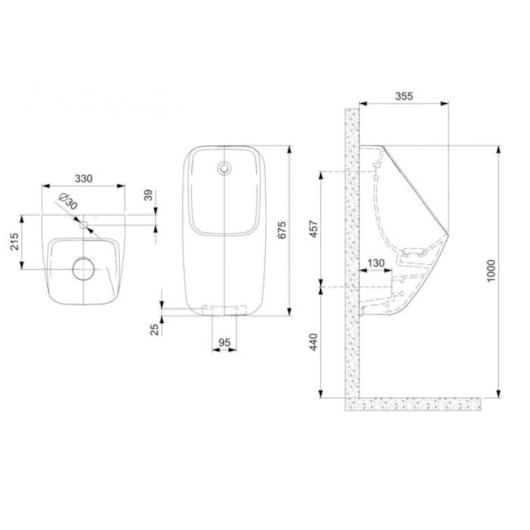 Mictório Com Entrada Traseira Proton Square Matte Black Roca - Imagem principal - 641144d3-b54d-4639-abf4-ae54799e5191