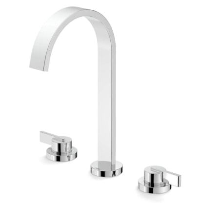 Misturador de Bica Alta Para Lavatorio de Mesa 3 Furos Com Valvula Simple Cromado