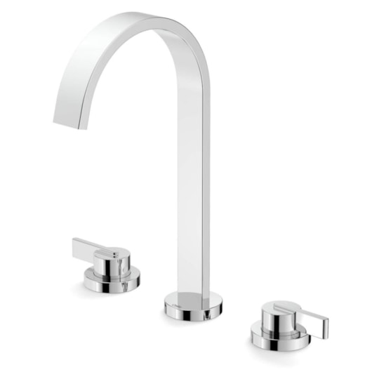 Misturador de Bica Alta Para Lavatorio de Mesa 3 Furos Com Valvula Simple Cromado - Imagem principal - deef6041-584b-499b-85ef-e7b455f9297b