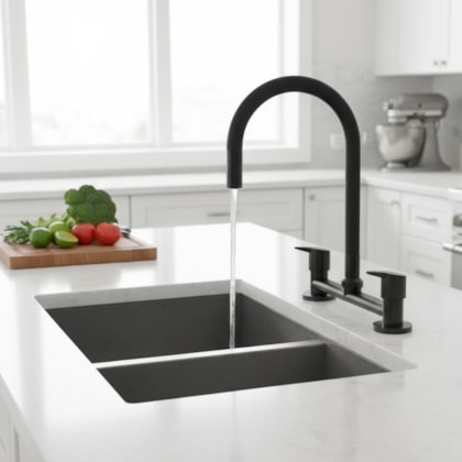 Misturador de Mesa p/Cozinha Bica Móvel Colorflex All Black Easy Romar