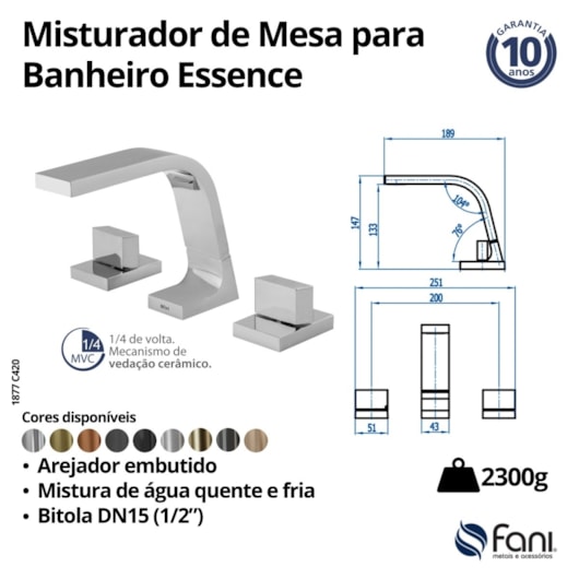 Misturador de Mesa para Banheiro e Lavabo Doro Vecchio Essence 1877 DV420 DN 15 1/2 Fani - Imagem principal - f1bd5658-4bf3-43d3-b449-618c0cfe98b6