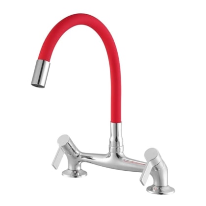 Misturador De Mesa Para Cozinha Bica Móvel C36 3006 Atria Cromado/Vermelho Meber