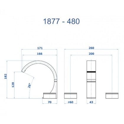 Misturador de Mesa para Lavatório Bica Alta Elo 1877 BK480 Preto Fosco DN 15 1/2