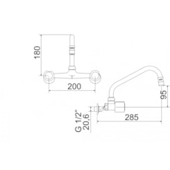 Misturador De Parede Para Cozinha 3003 C 40 Bica Alta 1/4v Meber