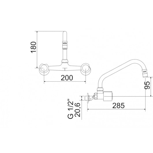Misturador De Parede Para Cozinha 3003 C 40 Bica Alta 1/4v Meber - Imagem principal - b0c5f42a-b446-4445-b26a-5143da84211d