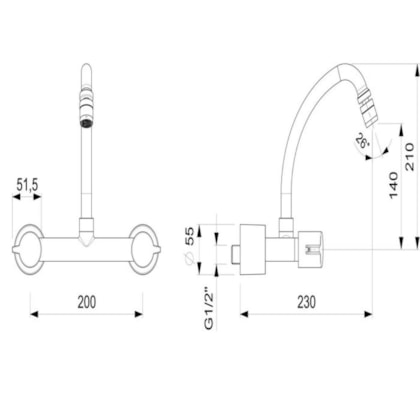 Misturador De Parede Para Cozinha Bica Média Fit Cromado Celite