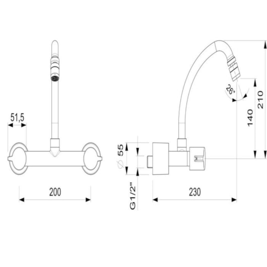 Misturador De Parede Para Cozinha Bica Média Fit Cromado Celite - Imagem principal - 62e03be2-d22c-49bc-993d-24e71b95b811
