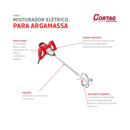 Misturador Elétrico Para Argamassa HM 120 220V Cortag