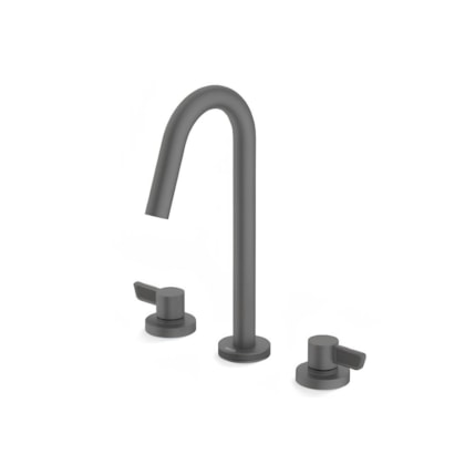 Misturador Lavatório Mesa 3 Furos Bica Alta Com Válvula Logic Grafite Matte Roca