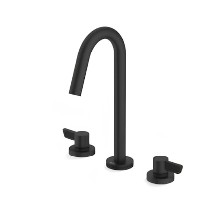 Misturador Lavatório Mesa 3 Furos Bica Alta Com Válvula Logic Preto Matte Roca