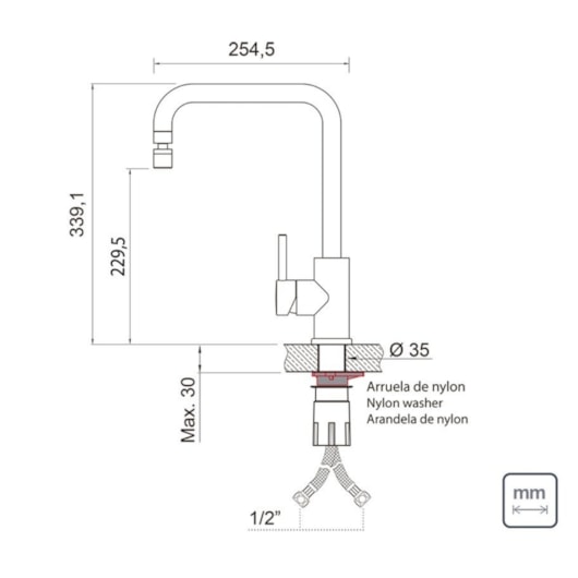 Misturador Monocomando Angolare Inox com Bica Articulada Tramontina - Imagem principal - af419cf5-9a5e-494f-8892-bb49fab7df85