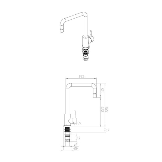 Misturador Monocomando De Mesa Para Cozinha Bica Alta 181 Inox Escovado Debacco - Imagem principal - 034cd1df-df14-4677-8129-efa2d3acfaf5