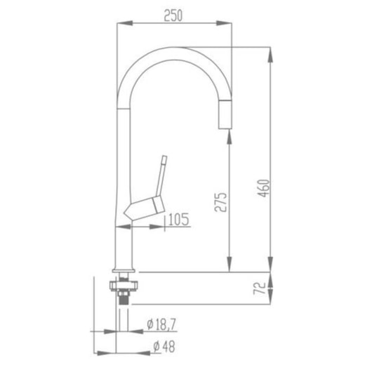 Misturador Monocomando De Mesa Para Cozinha Bica Alta 400 Grey Debacco - Imagem principal - 338a47b9-bb8d-4473-9f5b-db872f837e09