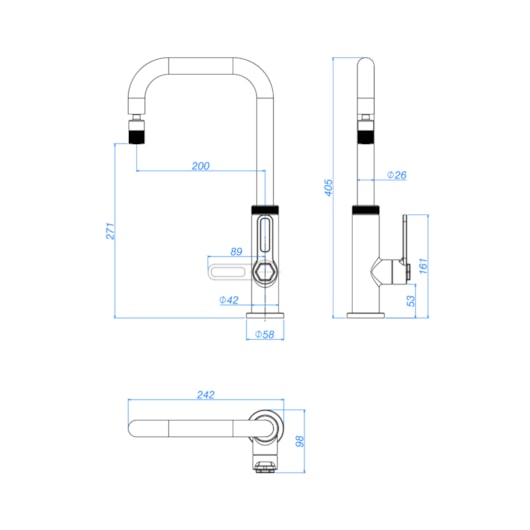 Misturador Monocomando De Mesa Para Cozinha Bica Móvel Urban Dark Antracite Deca - Imagem principal - 778c0511-950d-48bc-adfa-fd528a266e20