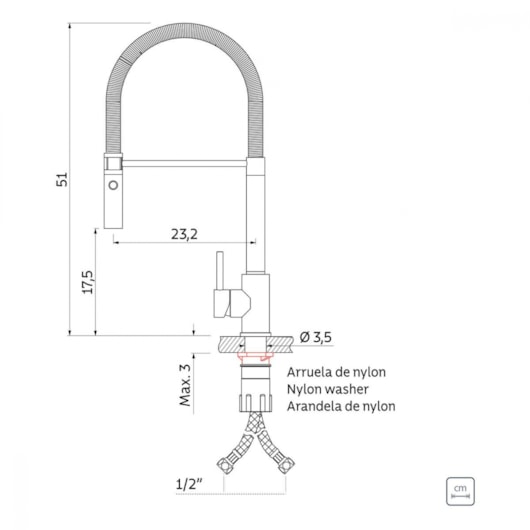 Misturador Monocomando De Mesa Para Cozinha Com Bica Alta Versatile Inox Tramontina - Imagem principal - 157ab8fa-2282-4c91-a14a-26d6bd86b50c