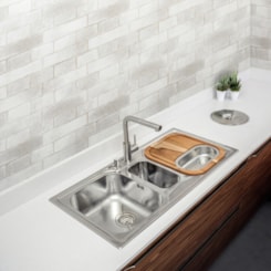 Misturador Monocomando De Mesa Para Cozinha Com Extensor Monde Plus Em Aço Inox E Acabamento Acetinado Tramontina