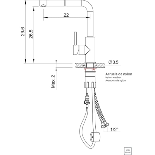 Misturador Monocomando de Mesa para Cozinha com Extensor Monde Plus em Aço Inox e acabamento Scoth Brite Tramontina - Imagem principal - e20700d2-7257-46f2-960d-3205a2f3da4d