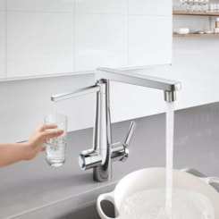 Misturador Monocomando de Mesa Para Cozinha Com Filtro Purificador de Água Nova Vitalis Cromado Docol