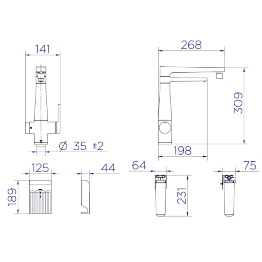 Misturador Monocomando de Mesa para Cozinha com Filtro Purificador de Água Vitalis Ozônio Cobre Escovado Docol - Imagem principal - a51963e0-f32c-484d-9677-b2a524a45901