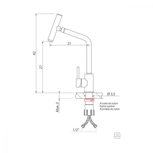 Misturador Monocomando De Mesa Para Cozinha Versa Bica Articulada Inox Tramontina - Imagem principal - 44e9c9fc-68ff-4a8f-be1e-e7840b6f43a9