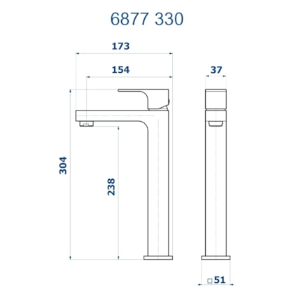 Misturador Monocomando de Mesa para Lavatório Bica Alta Retta 6877 CH330 Champanhe DN 15 1/2