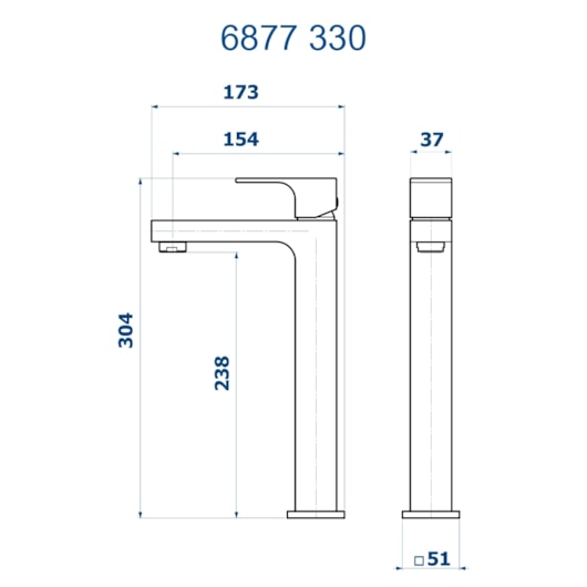 Misturador Monocomando de Mesa para Lavatório Bica Alta Retta 6877 CH330 Champanhe DN 15 1/2