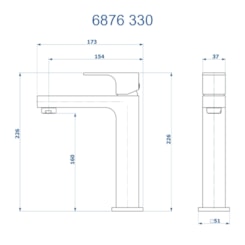 Misturador Monocomando de Mesa para Lavatório Bica Média Retta 6876 BK330 Preto Fosco DN 15 1/2