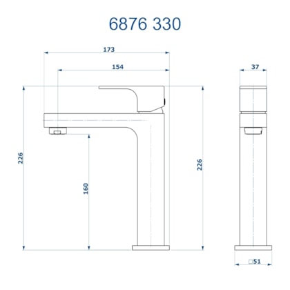 Misturador Monocomando de Mesa para Lavatório Bica Média Retta 6876 BK330 Preto Fosco DN 15 1/2