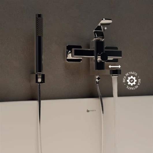 Misturador Monocomando de Parede para Banheira com Ducha Manual e Bica Retratil Purus Chrome Immersi - Imagem principal - 1c588b19-5e8d-4d75-ba67-f6834417c9cf