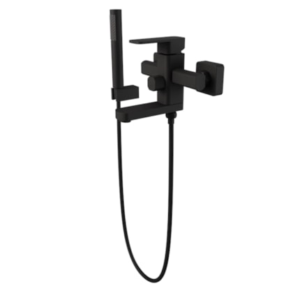 Misturador Monocomando de Parede para Banheira com Ducha Manual e Bica Retratil Purus Matt Black Immersi