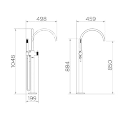 Misturador Monocomando De Piso para Banheira Com Ducha Manual Mix & Match Ouro Escovado Docol