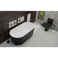 Misturador Monocomando De Piso para Banheira com Ducha Manual Modelo 3 Preto Fosco Astra
