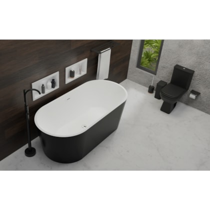 Misturador Monocomando De Piso para Banheira com Ducha Manual Modelo 3 Preto Fosco Astra