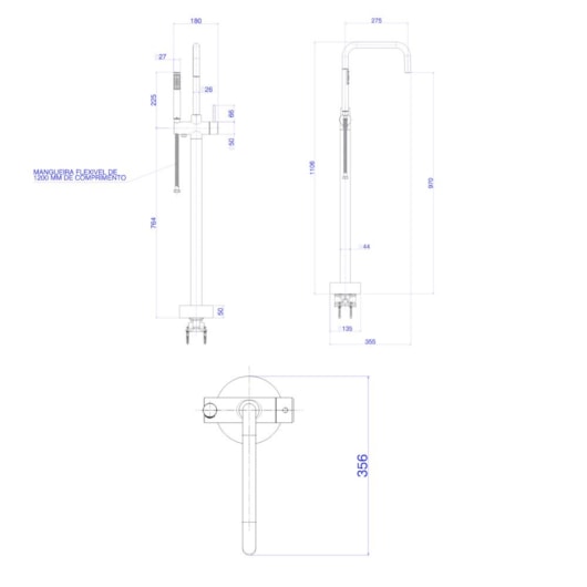 Misturador Monocomando De Piso Para Banheira Quadrado DecaYou Black Matte Deca - Imagem principal - f0d87bf0-435e-4520-b5db-1713e74bd7d3