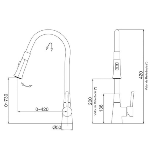 Misturador Monocomando Flex P/ Cozinha Black 2257 B27 Lorenzetti - Imagem principal - cb392d66-7dee-4617-8b12-e673fd98b5a0