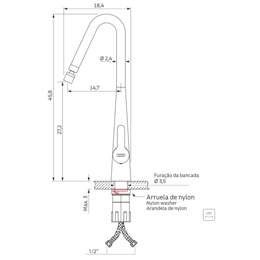 Misturador Monocomando Graceful em Aço Inox Tramontina - Imagem principal - 9450063f-0947-4cb4-90dd-3786fb1a5ecb