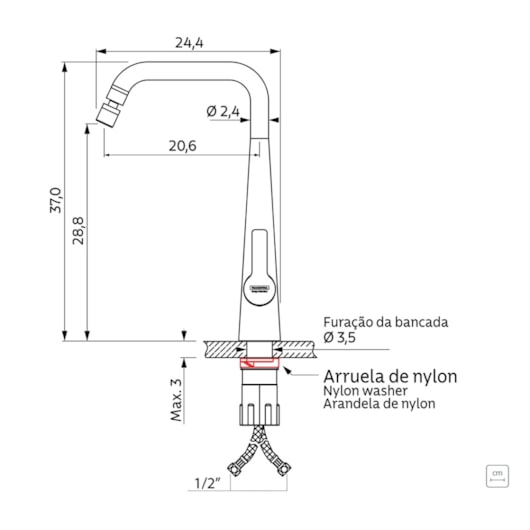 Misturador Monocomando Obelisk em Aço Inox Tramontina - Imagem principal - 6ea1815a-69af-423e-96b2-ddb7a7d133be