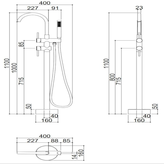 Misturador Monocomando Para Banheira De Chão Com Flexível 15M Kr208 Cromado Kromma - Imagem principal - c27cf205-37b2-4fcb-ab29-2682df75891e