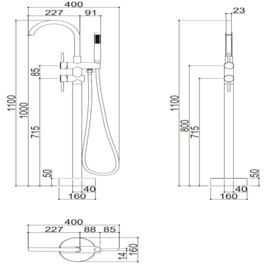 Misturador Monocomando Para Banheira De Chão Com Flexível 15M Kr209 Dourado Kromma - Imagem principal - fe6d6625-328f-426f-b569-984708ea75bc