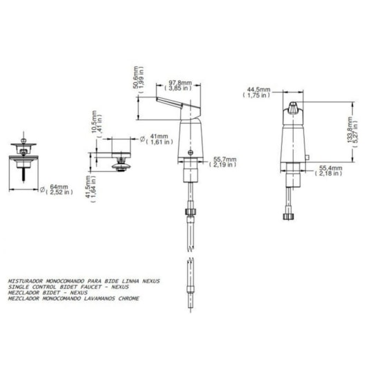 Misturador Monocomando Para Bidê Nexus Cromada Docol - Imagem principal - 238c0c59-cc2a-4c97-be16-7fd7f2325d1c