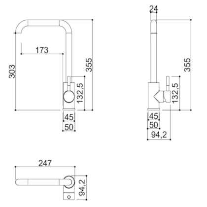 Misturador Monocomando Para Cozinha Bica Alta Giratória Kr503 Aço Inox Escovado Kromma