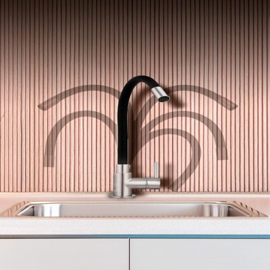 Misturador Monocomando Para Cozinha Bica Giratória Aço Escovado Drop - Imagem principal - e5a54cca-99ad-4501-b2b4-16500b4f63ff