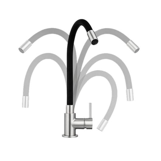 Misturador Monocomando Para Cozinha Bica Giratória Aço Escovado Drop - Imagem principal - 69db87e5-cb4d-408c-9c20-8b1d830f266f